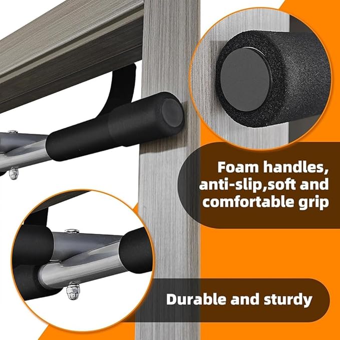 Wall Mounted Pull Up Bar - Chin Up Bar for Doorway, Multi-Gym Home Fitness Equipment with Enhanced Door Frame Protection