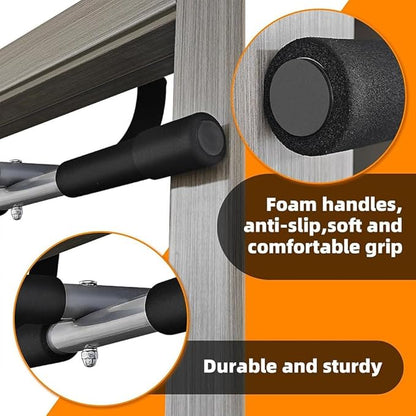 Wall Mounted Pull Up Bar - Chin Up Bar for Doorway, Multi-Gym Home Fitness Equipment with Enhanced Door Frame Protection