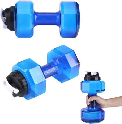 LAVEN 2.2L Large Capacity Dumbbell Shaped Exercise Sports Water Bottle, Fitness Gym Training Cup with Leak Proof Lid, Outdoor Recreation Camping Hiking Water Bottle (black)
