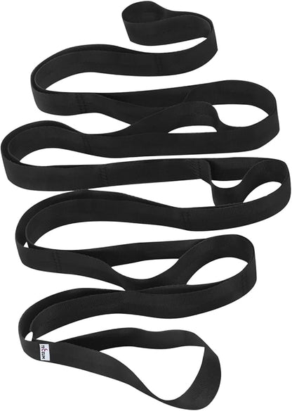 TECEUM Stretching Strap for Yoga & Physical Therapy – 10 Loops – Non-elastic Leg Stretch Straps for Stretching, Exercising, Pilates, Post-injury Rehabilitation for All Levels – Men & Women