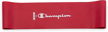 Champion Loop Resistance Bands (3-Pack, Grey/Red/Blue), Light/Medium/Heavy, Odor-Free, 4" Rubber + Latex Exercise Bands, for Strength Training and Physical Therapy, Includes Exercise Guide