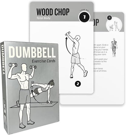 Dumbbell Workout Cards, 62 Large 5"x3.5" Exercise Cards for Home & Gym, Strength Training, Muscle Building, Beginner Fitness Guide, Fitness Cards for Men & Women