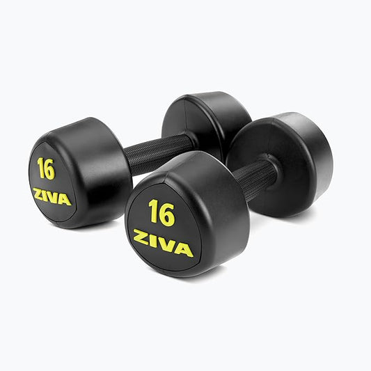 ZIVA RPU Tribell Dumbbell Pair – Premium Urethane-Coated Hand Weights with Ergonomic textured Grip & Steel Core – 2–20 lb Sets in Multiple Colors for Strength Training