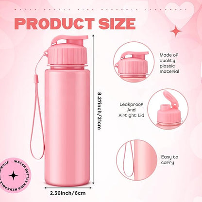 Mifoci 20 Pieces Water Bottle Bulk 17 oz Plastic Water Bottles Bulk Gym Sports Adults Reusable Large Bottles with Leak Proof Flip Top for Party Outdoor (Solid Pink)