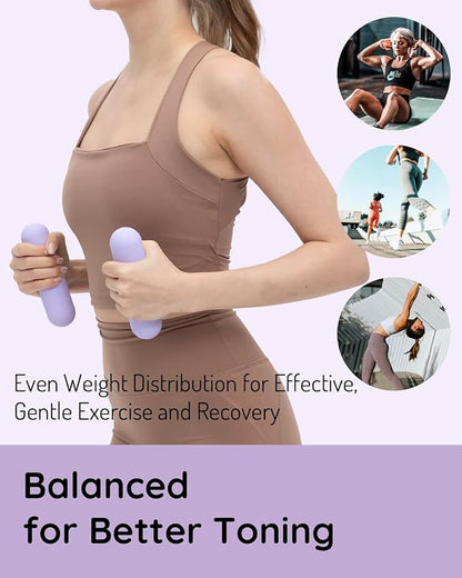 Hand Weight Bars for Women (2.2 LB) | Resistance Booty Bands | Pilates, Yoga, Dance, Aerobics, Running, Cardio, Gym, Strength Training | Non-Slip | Portable Dumbbells | Women & Men