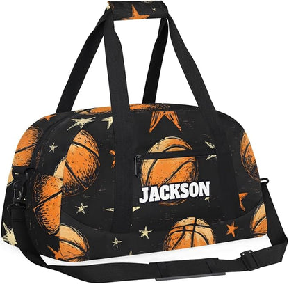 Personalized Basketball Gym Duffel Bags for Kids Boys with Custom Name Sport Training Travel Bags for Overnight Weekender