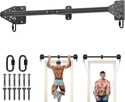 Kipika Wall Mounted Pull Up Bar - Heavy Duty 450 LB Capacity Doorway Chin Up Bar for Home Gym, Sturdy Steel Construction with Resistance Band Hooks | Hanging Exercise Bar for Full Body Workout