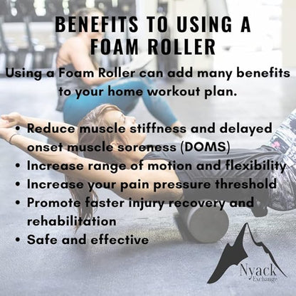 Nyack Exchange's High-Density Round Packable Foam Roller for Exercise, Massage, Muscle Recovery - 12"