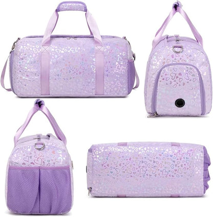 Duffel Bag for Girls Fluffy Ballet Dance Bag for GirlsSports Gym Bag Water Resistant Travel Duffle Bags with Shoes Compartment