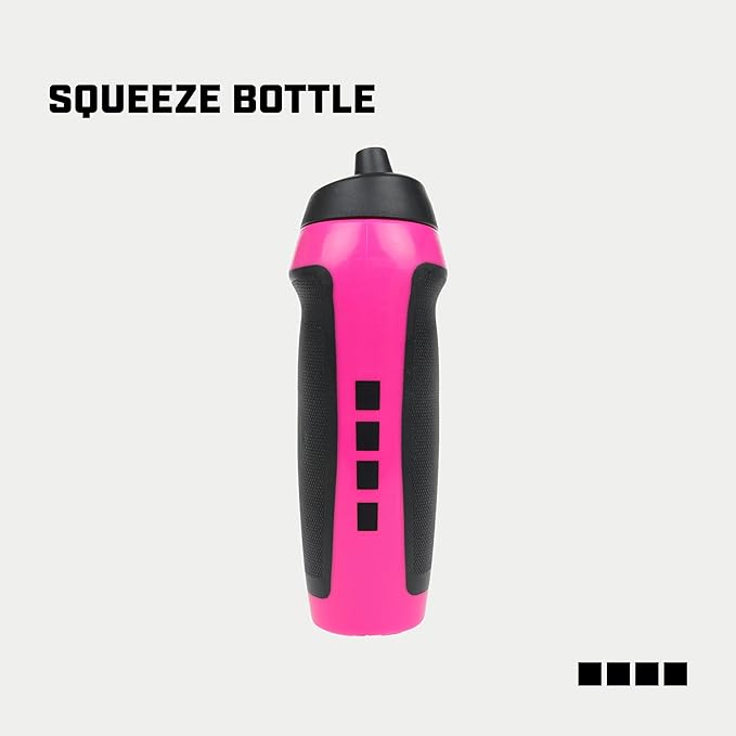 Capelli Sport Sports Water Bottle, Plastic Squeeze Water Bottle with Easy Open Nozzle and Grip Panels, Pink