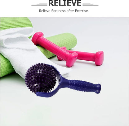 HOMSFOU Large Spiky Ball Massage Stick for Muscle Relief, Handheld Mobility Yoga Roller Blue and Purple Colors, Trigger Point Therapy Tool for Back, Shoulders, Thighs, and Calves, Fitness