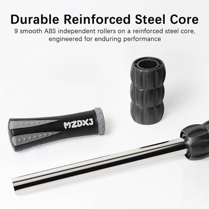 Muscle Roller Massage Roller Stick- Deep Tissue Fascia Blaster for Myofascial Pain Relief, Lymphatic Drainage & Body Sculpting, Handheld Physical Therapy & Recovery Tool (Gray black-18 inch)