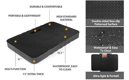 HOOPLE Extra Thick Kneeling Pad, Soft Foam Kneeling Cushion, Waterproof Gardening Knee Pads, Lightweight Knee Mat for Bathing, Workout Supplies, Exercise Yoga, Garden Work Gifts (Black 17.5 x 11 x 1.5 in)