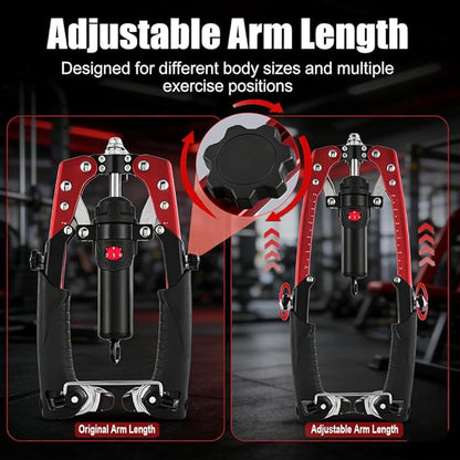 Adjustable Hydraulic Twister Arm Trainer,22-440 Lbs Power Chest Expander with Ab Roller Wheels,3-in-1 Upper Body Workout Equipment for Arm,Chest,Shoulders& Abdominal Strength Training,Red