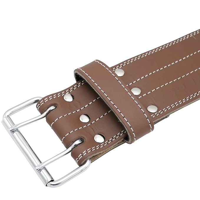 G4 Vision Genuine Leather Power Weight Lifting Adjustable Belt 4" Gym Fitness Bodybuilding Back Support Weightlifting Heavy Workout (Medium, Brown)