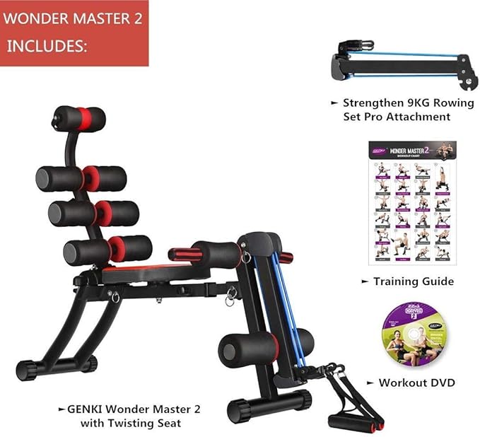 22 in 1 Multi-Functional Adjustable Ab Trainer Machine, Wonder Core Abdominal Exercise Equipment, Foldable Portable Rowing Machine, Core Workout & Total Gym for Home Exercise
