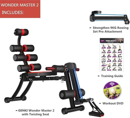22 in 1 Multi-Functional Adjustable Ab Trainer Machine, Wonder Core Abdominal Exercise Equipment, Foldable Portable Rowing Machine, Core Workout & Total Gym for Home Exercise