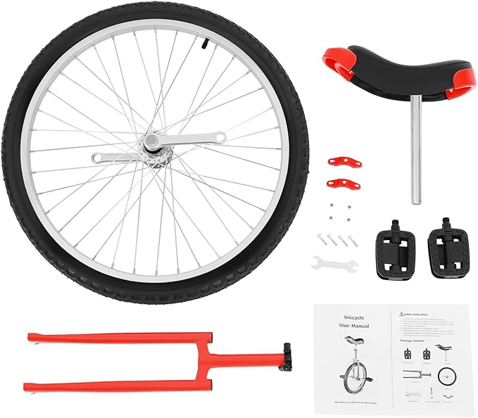 16/24 Inch Wheel Unicycle with Steel Rim, Unicycle Electric Wheel Skidproof Mountain Tire Cycling Sports Exercise with Adjustable Seat, Adults Kids Outdoor Sports Fitness Exercise Tool