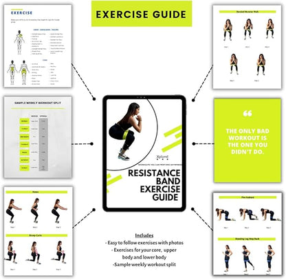 Resistance Bands w/Carrying Bag, Workout Book & Fitness Planner for Working Out-Heavy Duty Strength Training Bands Set w/ 5 Resistance Levels-Stretch Bands for Physical Therapy