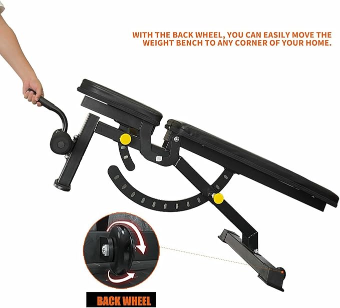 Adjustable Weight Bench, 1000LBS Capacity Weight Benches for Home Gym, Workout Bench Foldable for Full Body Strength Training, Multifunction Sit Up Bench for Flat Incline Decline