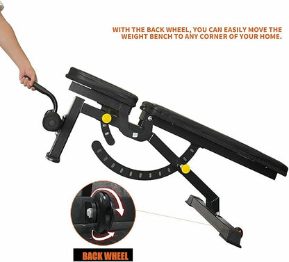 Adjustable Weight Bench, 1000LBS Capacity Weight Benches for Home Gym, Workout Bench Foldable for Full Body Strength Training, Multifunction Sit Up Bench for Flat Incline Decline