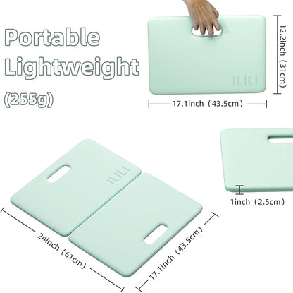 ILILI Yoga Knee Pad Foldable, TPE Soft Pad 24*17*0.5inch (Folding Size 17*12*1inch) for Knee Push-ups, Plank Support＆Elbow/Knee Support, Portable and Lightweight for Yoga Pilates, Fitness Exercise, Outdoor