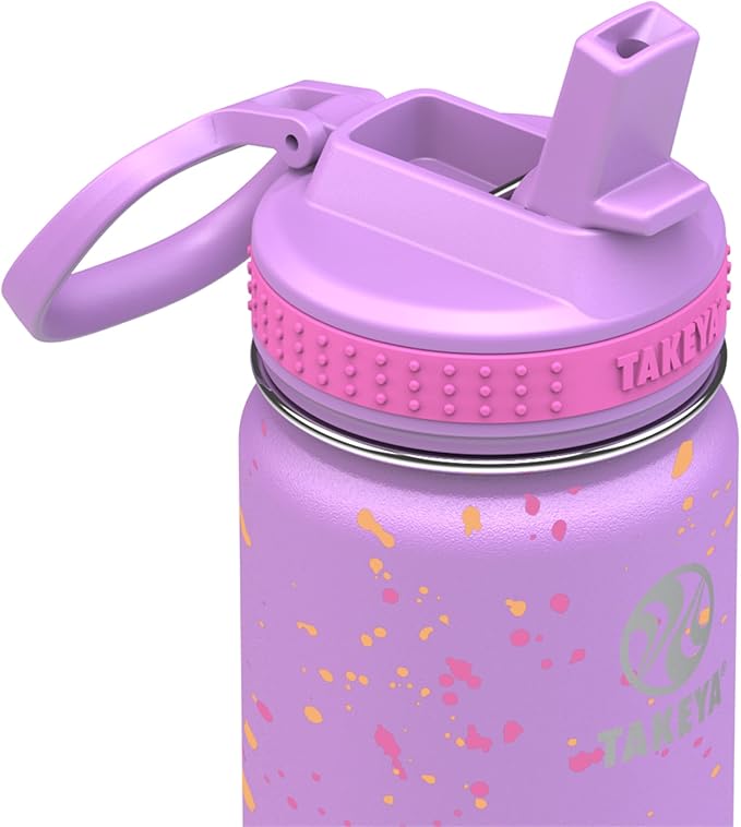 Takeya 22 oz Actives Stainless Steel Water Bottle with Straw Lid – Leakproof, Double-Wall Insulated, Keeps Drinks Cold 24 hrs/Hot 12 hrs, BPA-Free, Powder-Coated, Gym & Travel, Purple Love