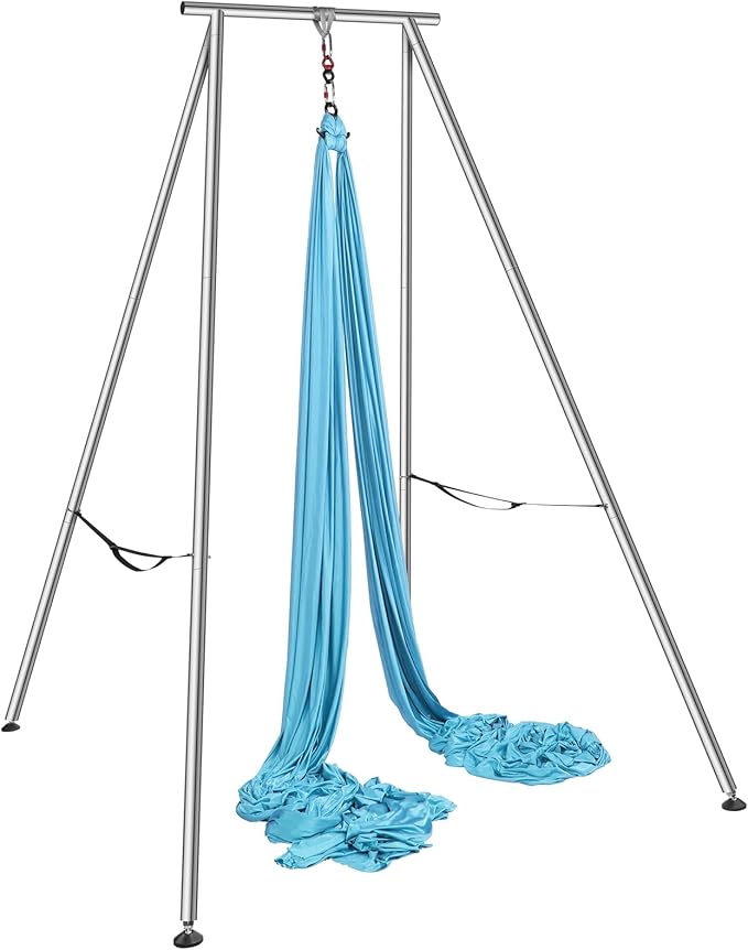 VEVOR Yoga Stand Frame, Max 441-551 lbs Load Swing Stand, Triangular Structure Aerial Rig, Aerial Silk Stands with Yoga Hammock, Standard & Height-Adjustable Version
