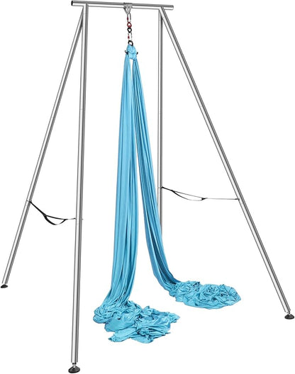 VEVOR Yoga Stand Frame, Max 441-551 lbs Load Swing Stand, Triangular Structure Aerial Rig, Aerial Silk Stands with Yoga Hammock, Standard & Height-Adjustable Version