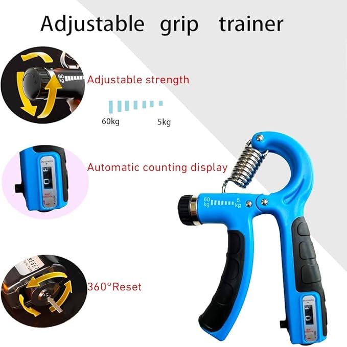 2 Pack Hand Grip Strength Trainer for Muscle Building with Counter, Adjustable Resistance 10-130 lbs, Wrist Forearm Strengthener Finger Strengthener