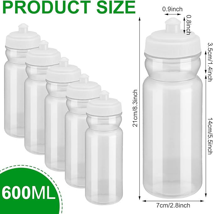 100 Pack Water Bottles Bulk 20 oz Reusable Plastic Water Bottles with Pull Top Cap Dishwasher Safe Sports Drinking Bottle for Fitness, Hiking, Cycling, or Gym Workout