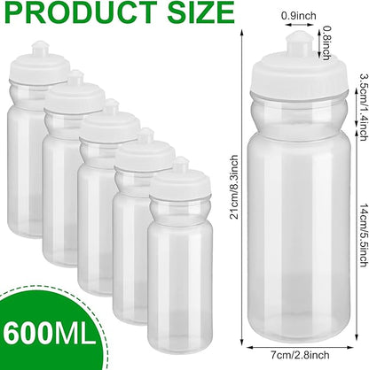100 Pack Water Bottles Bulk 20 oz Reusable Plastic Water Bottles with Pull Top Cap Dishwasher Safe Sports Drinking Bottle for Fitness, Hiking, Cycling, or Gym Workout