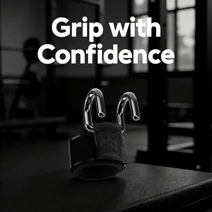 Weightlifting Hooks with Enhanced Grip, Metal Hooks and Thickened Wrist Support, Fitness Training Hooks for Barbell, Dumbbell, Pull-Up Bar, 7.9 X 5.9 X 2.4 in