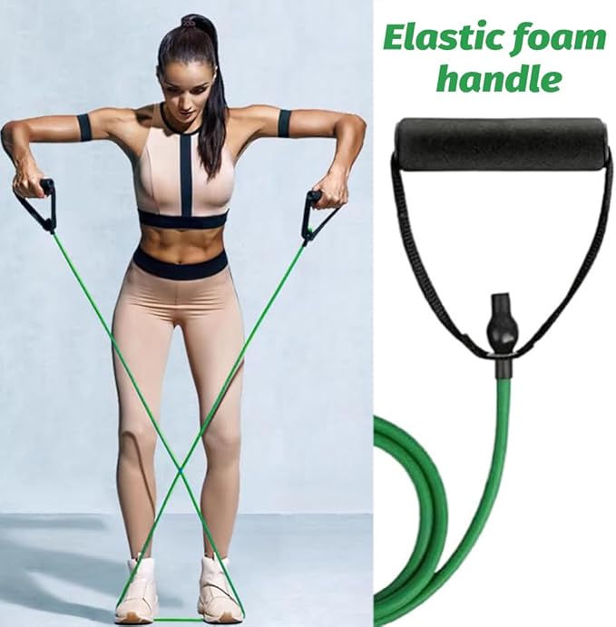 Resistance Bands with Handles, Single Resistance Ban-ds with Handles for Working Out Women and Men, Elastic Bands Workout Ban-ds for Strength Training Muscle Fitness, Pilates