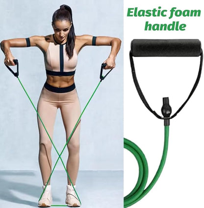 Resistance Bands with Handles, Single Resistance Ban-ds with Handles for Working Out Women and Men, Elastic Bands Workout Ban-ds for Strength Training Muscle Fitness, Pilates