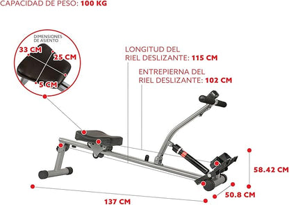 Sunny Health & Fitness Compact Adjustable Rowing Machine with 12 Levels of Resistance for Complete Body Workouts and Optional Free SunnyFit App Enhanced Connectivity