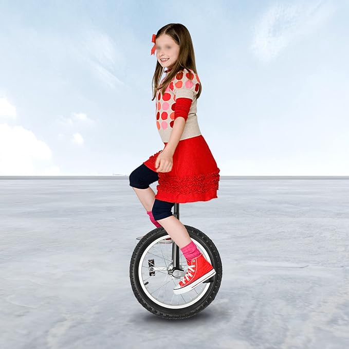 16/24 Inch Wheel Unicycle with Steel Rim, Unicycle Electric Wheel Skidproof Mountain Tire Cycling Sports Exercise with Adjustable Seat, Adults Kids Outdoor Sports Fitness Exercise Tool