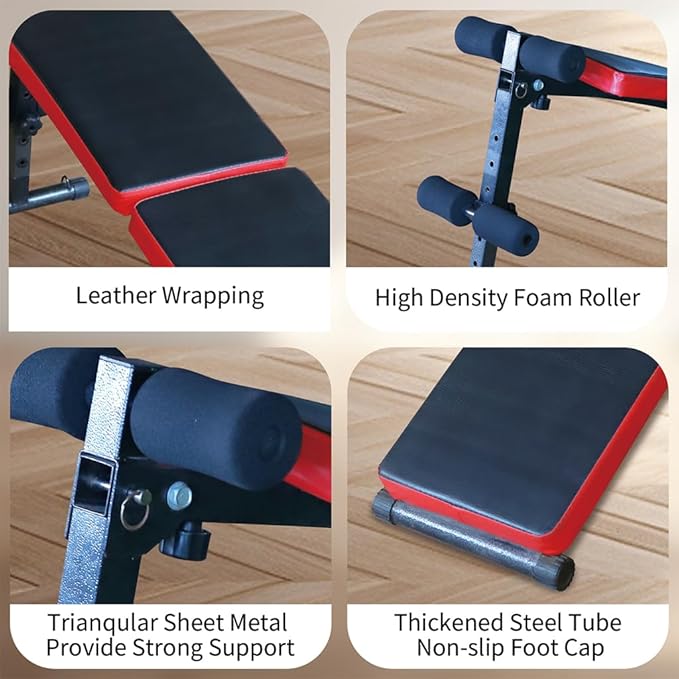 Sit Up Bench, Multi-Position Adjustable Strength Training Bench with Headrest, Folding Utility Bench Slant Board Portable Home Gym Workout Exercise Equipment for Full Body Workout