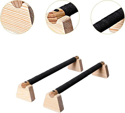 2Pcs Wood Push Up Bars for Adults, Non-Slip Base Parallettes for Strength Training, Planks, Calisthenics, Home Workout Equipment- 50CM