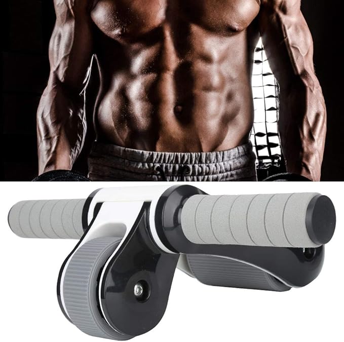 2 Wheels Ab Roller Wheel, Abdominal Muscle Exerciser for Home Gym, Dual - Wheel Core Trainer with Knee Pad, Foldable and Portable Ab Wheel for Beginners to Advanced Users