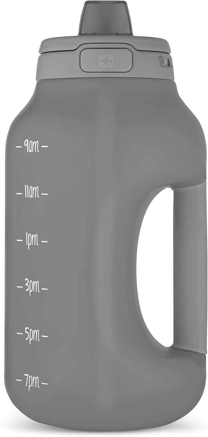 Ello Hydra 64oz Half Gallon Water Jug with Handle and Motivational Time Markers for All Day Hydration, Plastic Reusable Water Bottle with Straw and Locking, Leak Proof Lid, BPA Free