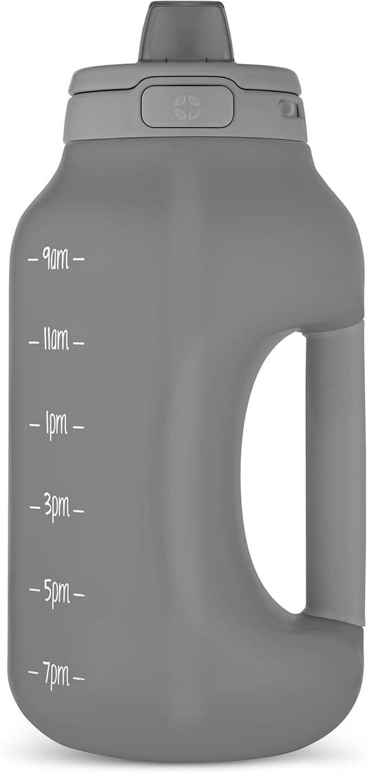 Ello Hydra 64oz Half Gallon Water Jug with Handle and Motivational Time Markers for All Day Hydration, Plastic Reusable Water Bottle with Straw and Locking, Leak Proof Lid, BPA Free
