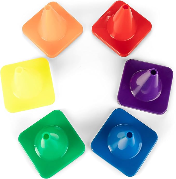Champion Sports High Visibility Flexible Vinyl Cones for Sports Training, Agility Drills, Field & Gym Marking Sets