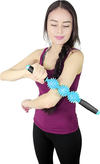 Coolife Fascia Muscle Roller - Cellulite Massager - Fascia Roller for Cellulite and Sore Muscles - Neck, Leg, Back, Body Deep Tissue Massage Stick Tools - 3 Balls Size Version