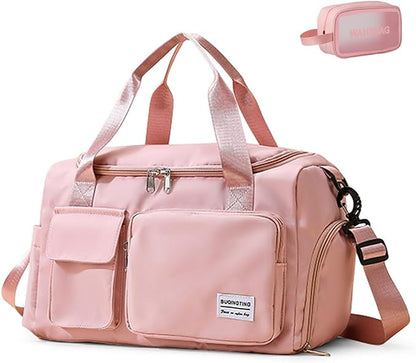 Small Gym Bag for Women, Travel Duffle Bag Carry On Weekender Bag with Shoe Compartment