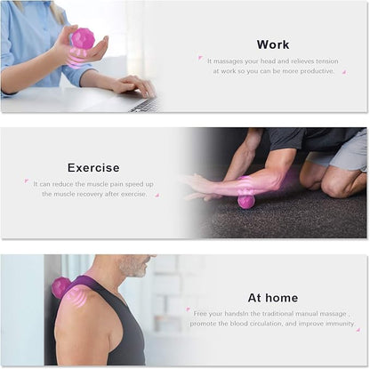 MEXITOP Electric Vibrating Massage Ball, 2-Speed Fitness Yoga Pilates Physical Therapy Massage Roller to Fight Sore Muscles,Washable Negative Ion Vibration Massages Ball for Muscle Recovery(Red)