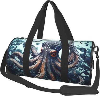 Sports Gym Bag for Women Men Travel Duffel Bag Tote Weekender Bag Carry on Overnight Bag for Travel Swimming Fitness Workout Sports Cool Octopus Duffle Bag