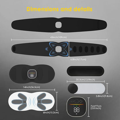 Ab Stimulator Muscle Toner, Abs Stimulator Abdominal Massage Belt with Heating for Lose Belly Fat & Cellulite Melting & Stomach Smooth & Firming, Lower Back Massager for Pain Relief Women Men Gifts