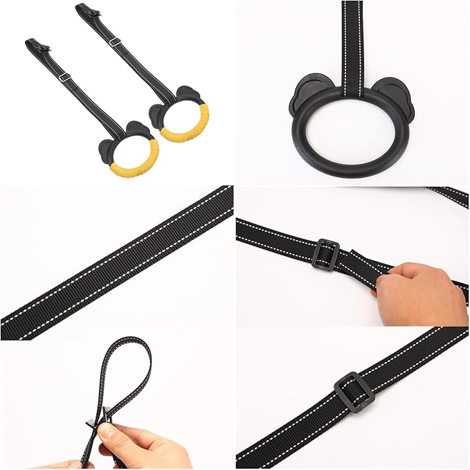 Kids Gymnastic Rings with Adjustable Straps Pull up Olympic Rings for Kid‘s Pull Up Bar Doorway Chin up Bar Strength Training Climbing Dome Outdoor Jungle Gym Hanging Stretching Height Increase