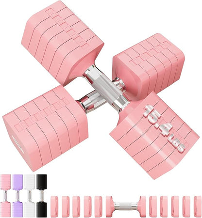 15LB 20LB 30LB 40LB 50LB Adjustable Dumbbell Set Free Weights Dumbbells Set for Women Men Hand Weights Sets Adjust Dumbbell Weight Sets for Home Gym Exercise Workout Strength Training Equipments